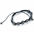 Bracciale Shamballa in Ematite Magnetica - Teschi Esagonali