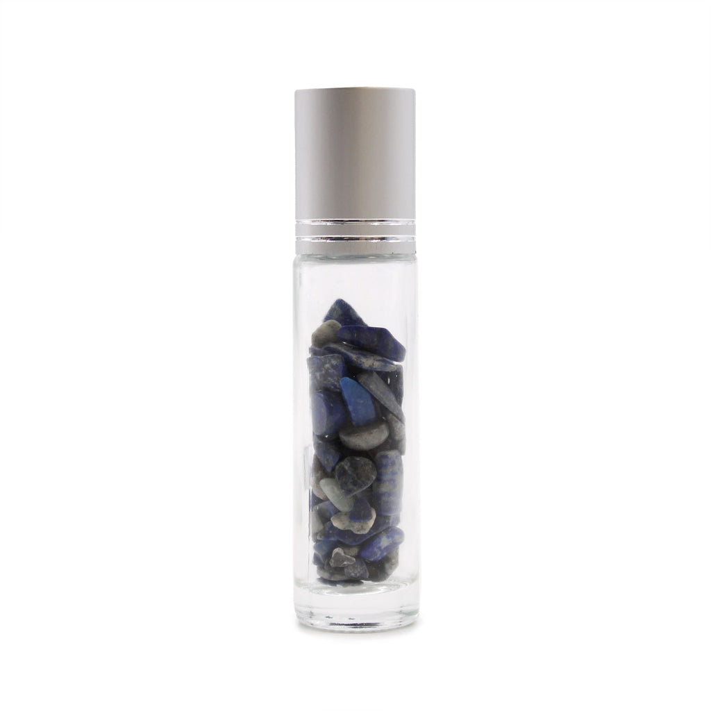 Flacone Roller per Oli Essenziali con Gemma - Sodalite - Tappo Argento + Punta Roller in Gemma per Flacone 5ml