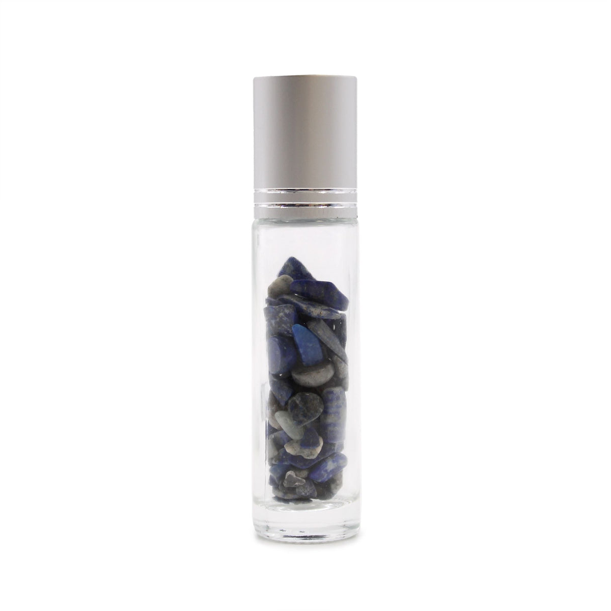 Flacone Roller per Oli Essenziali con Gemma - Sodalite - Tappo Argento + Punta Roller in Gemma per Flacone 5ml