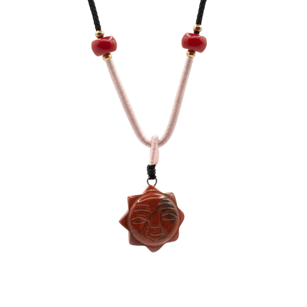 Collana con Cordino e Ciondolo in Gemma - Corniola Volto del Sole
