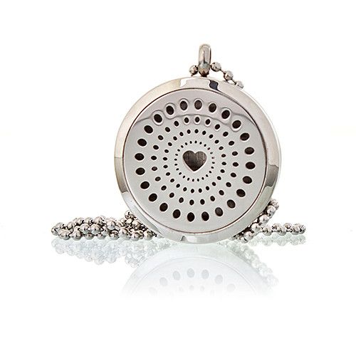 Collana Diffusore per Aromaterapia - Cuore con Diamanti 30 mm