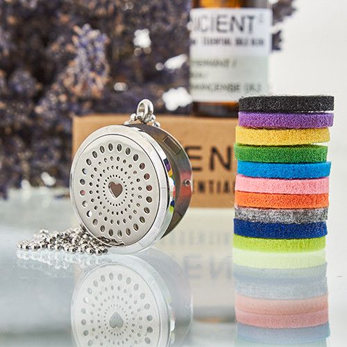 Collana Diffusore per Aromaterapia - Cuore con Diamanti 30 mm