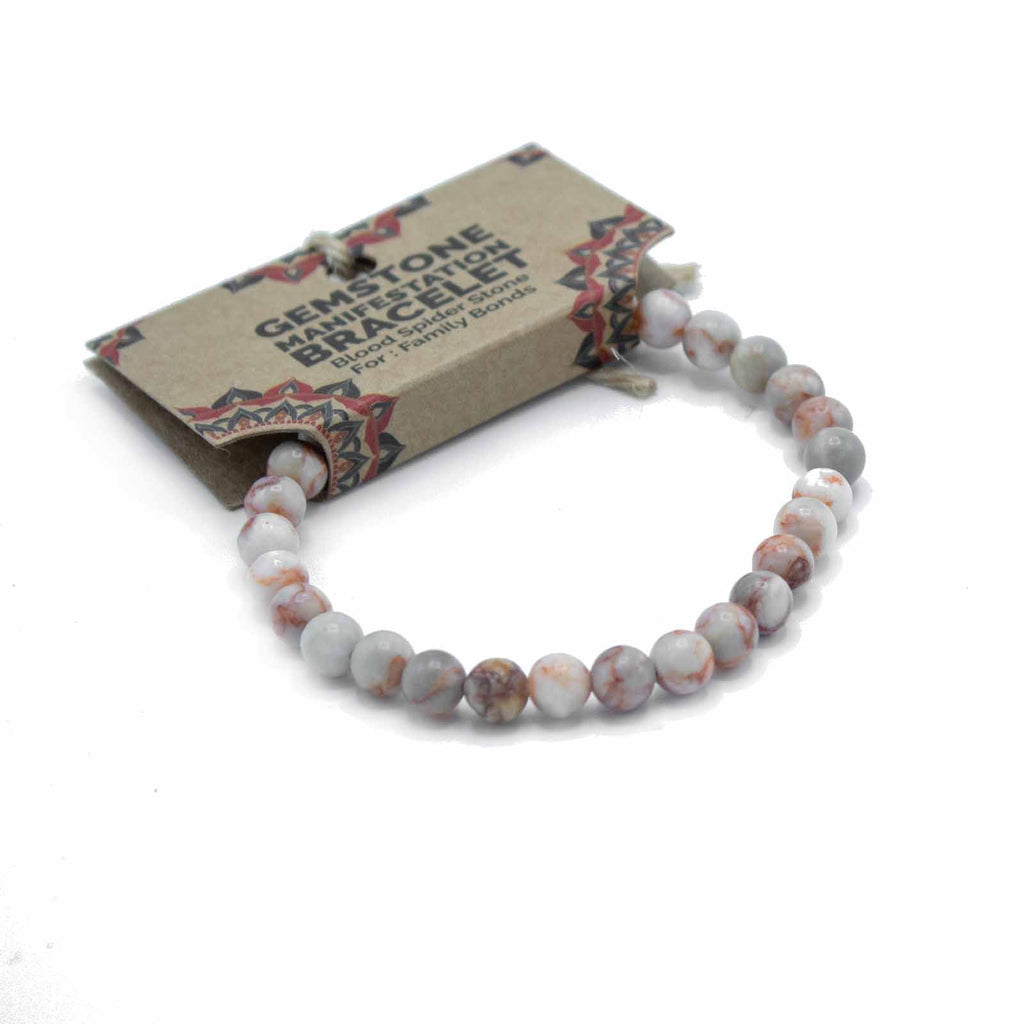 Bracciale di Manifestazione con Gemme - Pietra Ragno Sangue - Legami Familiari