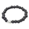 Bangle Buddha con Perle di Legno Scuro