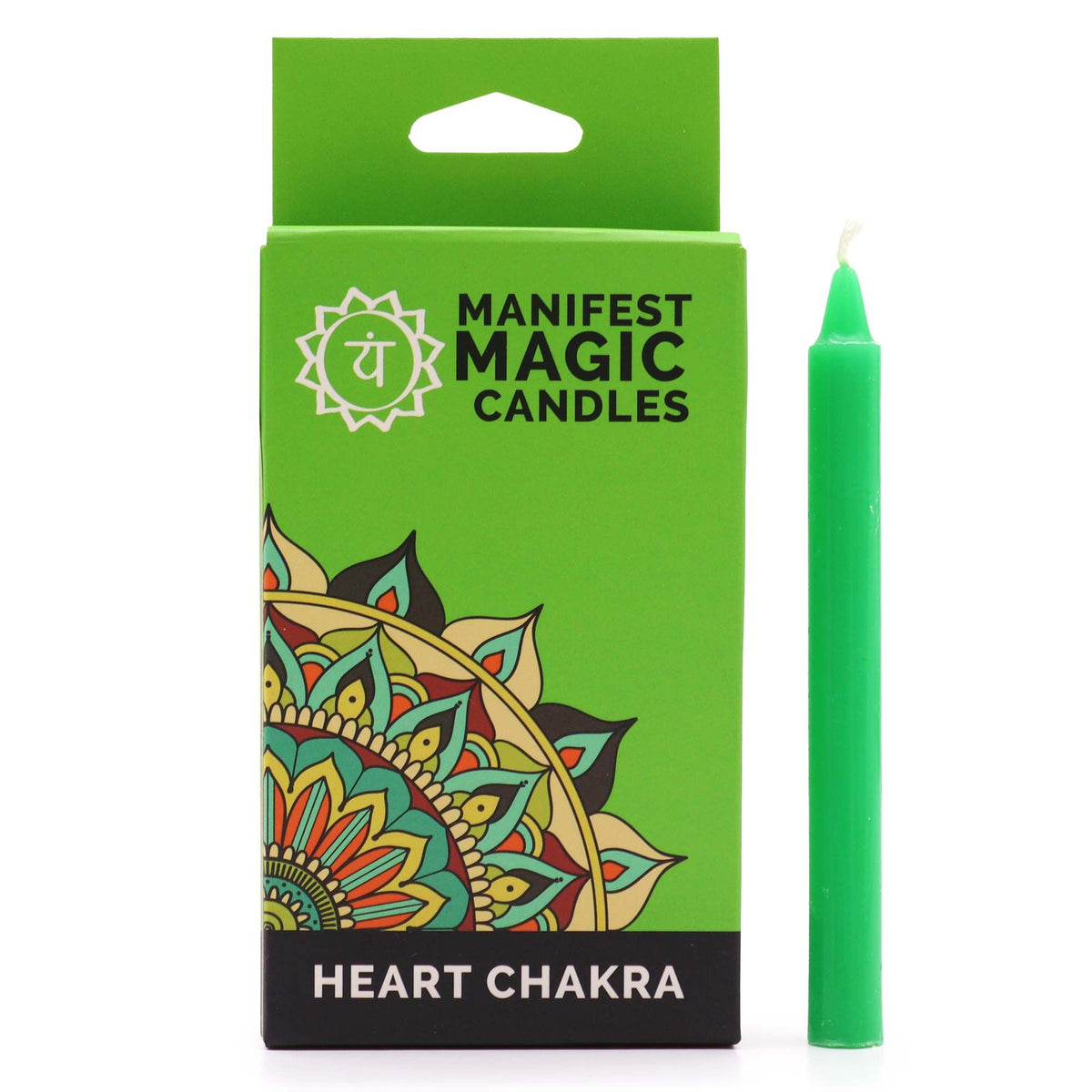 Confezione da 12 candele magiche per la manifestazione - Verde - Chakra del cuore