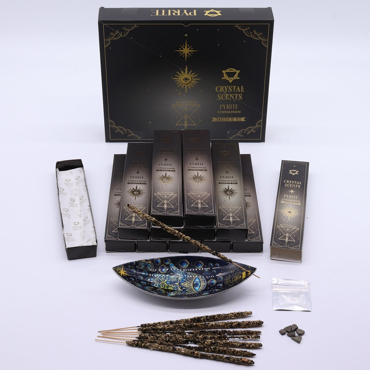 Incenso Crystal Scents con Pirite - Cannella, 10 Bastoncini