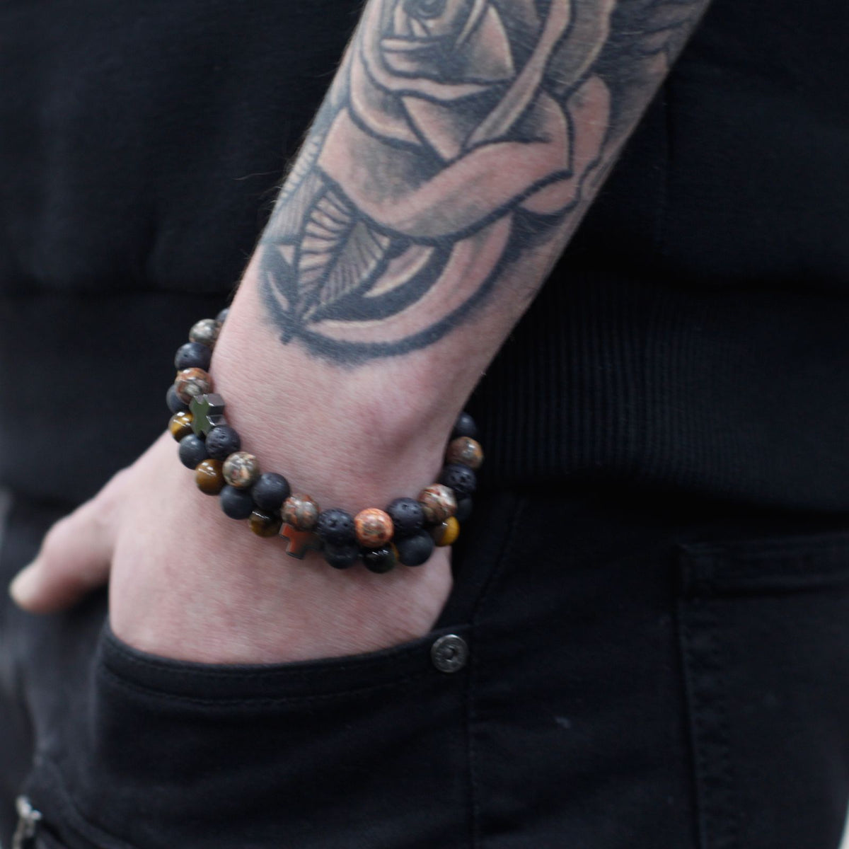 Set 2 Bracciali dell'Amicizia con Gemme - Protezione - Diaspro Dalmata & Agata Gialla