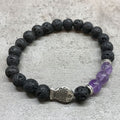 Bracciale in Pietra Lavica - Pesce e Ametista