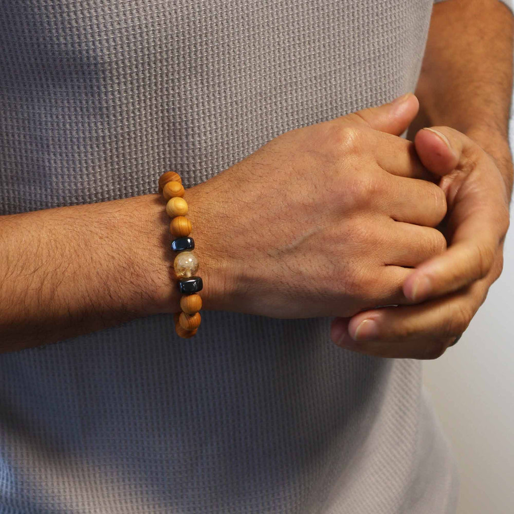 Bangle Chakra Plesso Solare in Cedro con Citrino