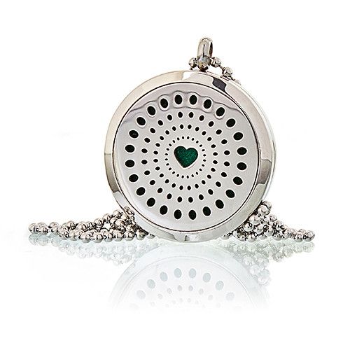 Collana Diffusore per Aromaterapia - Cuore con Diamanti 30 mm