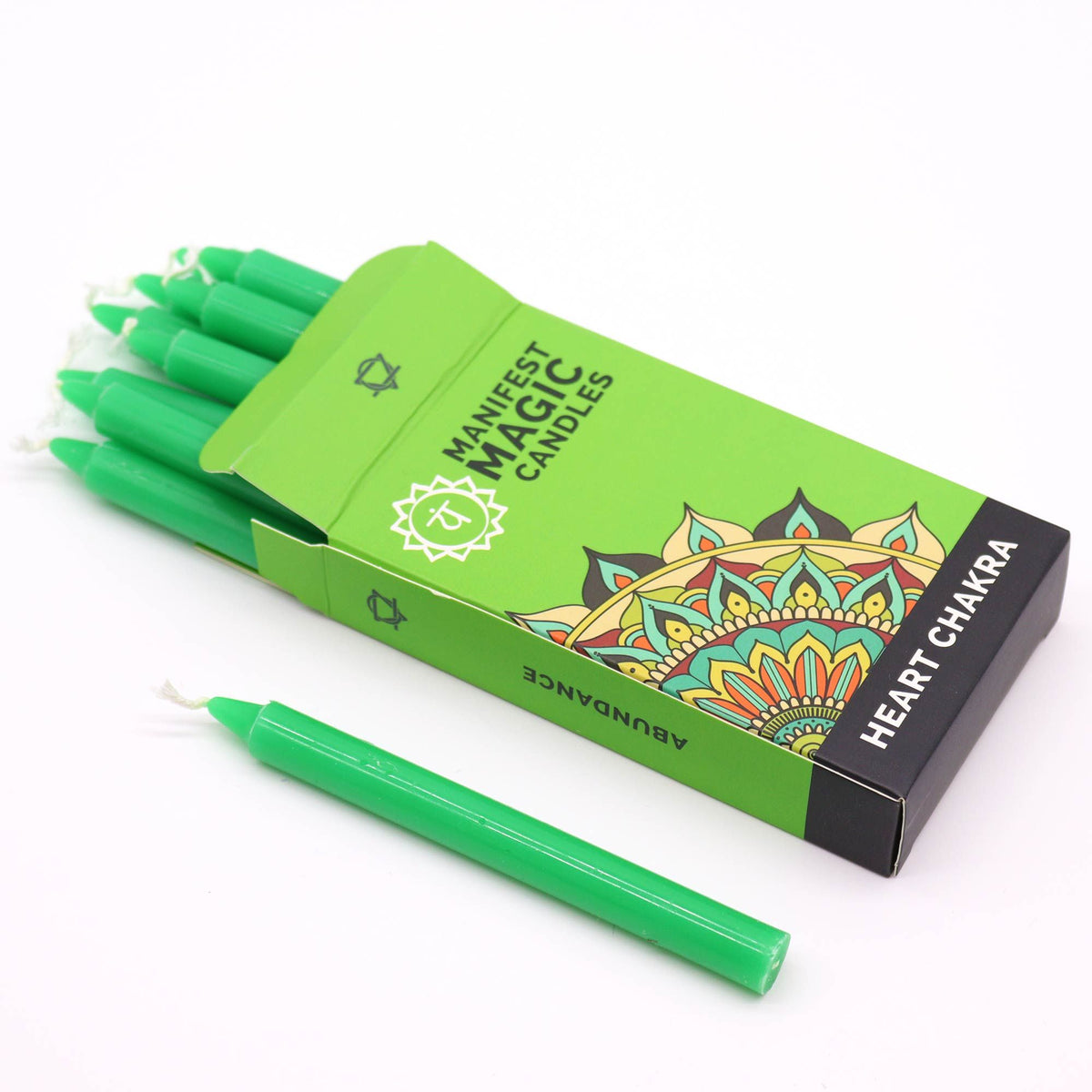 Confezione da 12 candele magiche per la manifestazione - Verde - Chakra del cuore