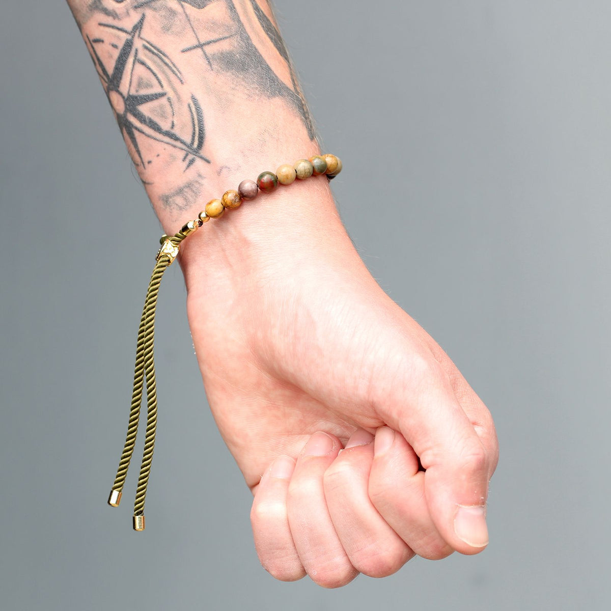 Bracciale con Cordino Nero Placcato Oro 18K - Occhio di Tigre