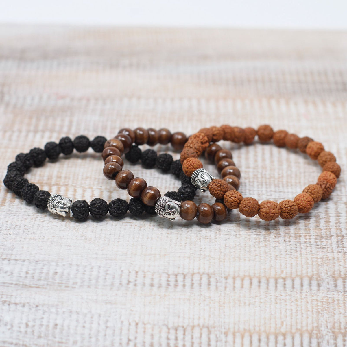 Bangle Buddha con Perle Marroni