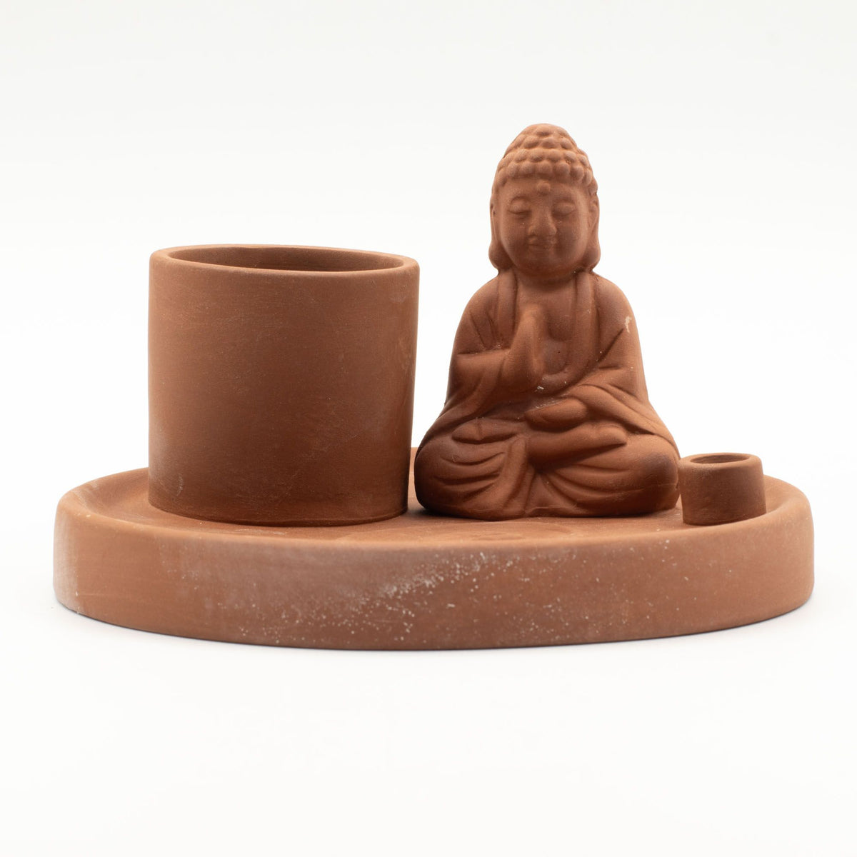 Piatto Portaincenso Buddha in Ceramica - Stile Terracotta Naturale