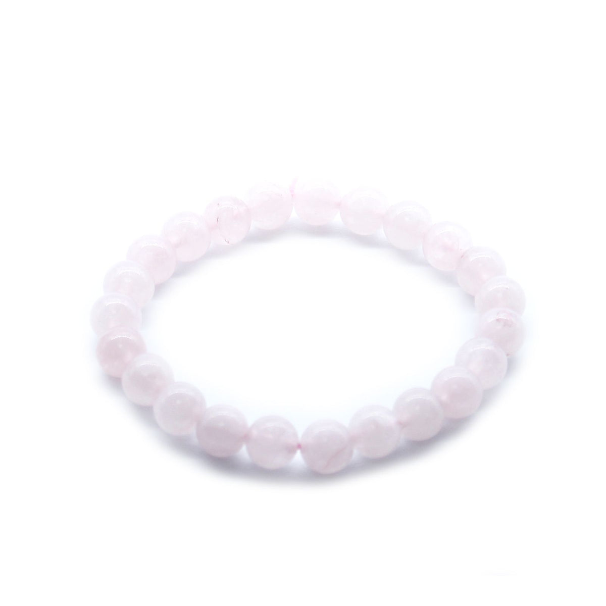 Bracciale Elastico in Quarzo Rosa - Perle da 8 mm