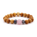 Bangle Chakra del Cuore in Cedro con Quarzo Rosa
