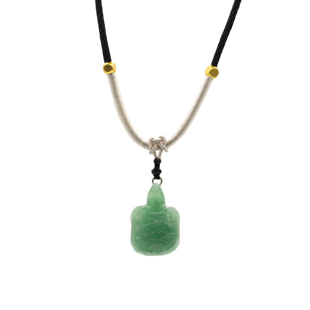 Collana con Cordino e Ciondolo in Gemma - Tartaruga di Giada
