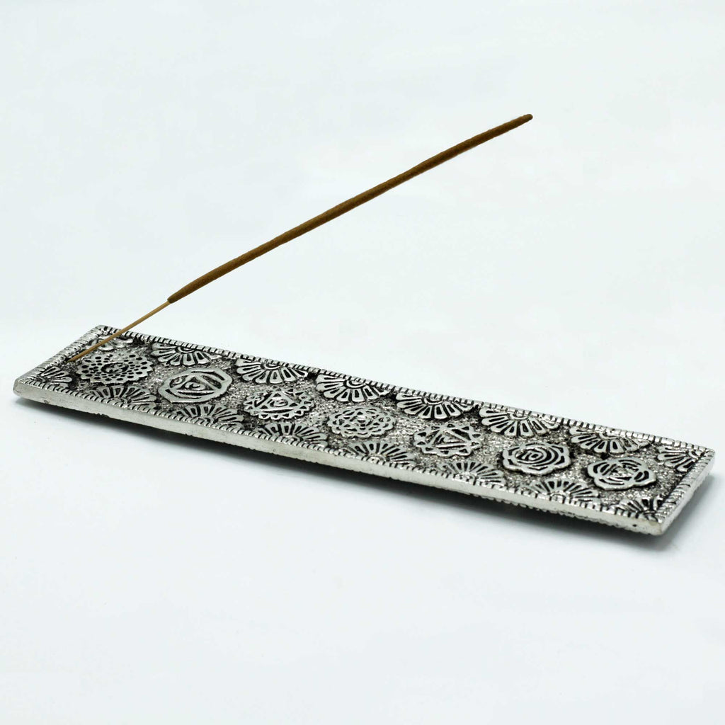 Portaincenso Lungo Chakra in Alluminio Lucido - 23 cm