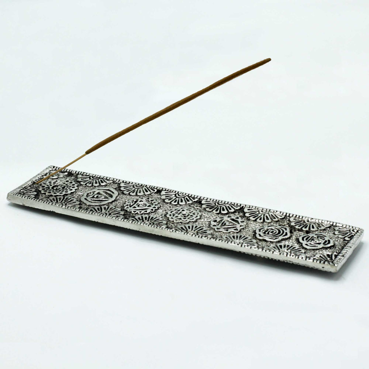 Portaincenso Lungo Chakra in Alluminio Lucido - 23 cm