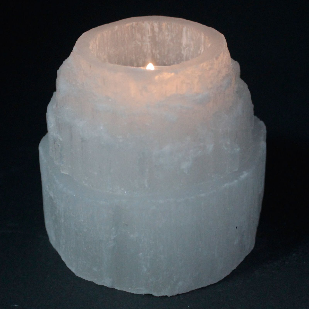 Portacandela Cima di Montagna in Selenite - 8 cm