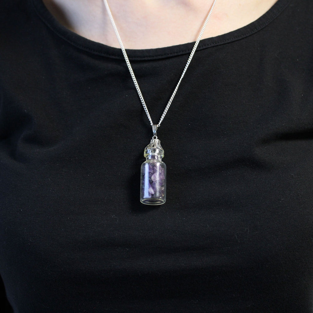 Collana con Bottiglia di Pietre Preziose - Ametista