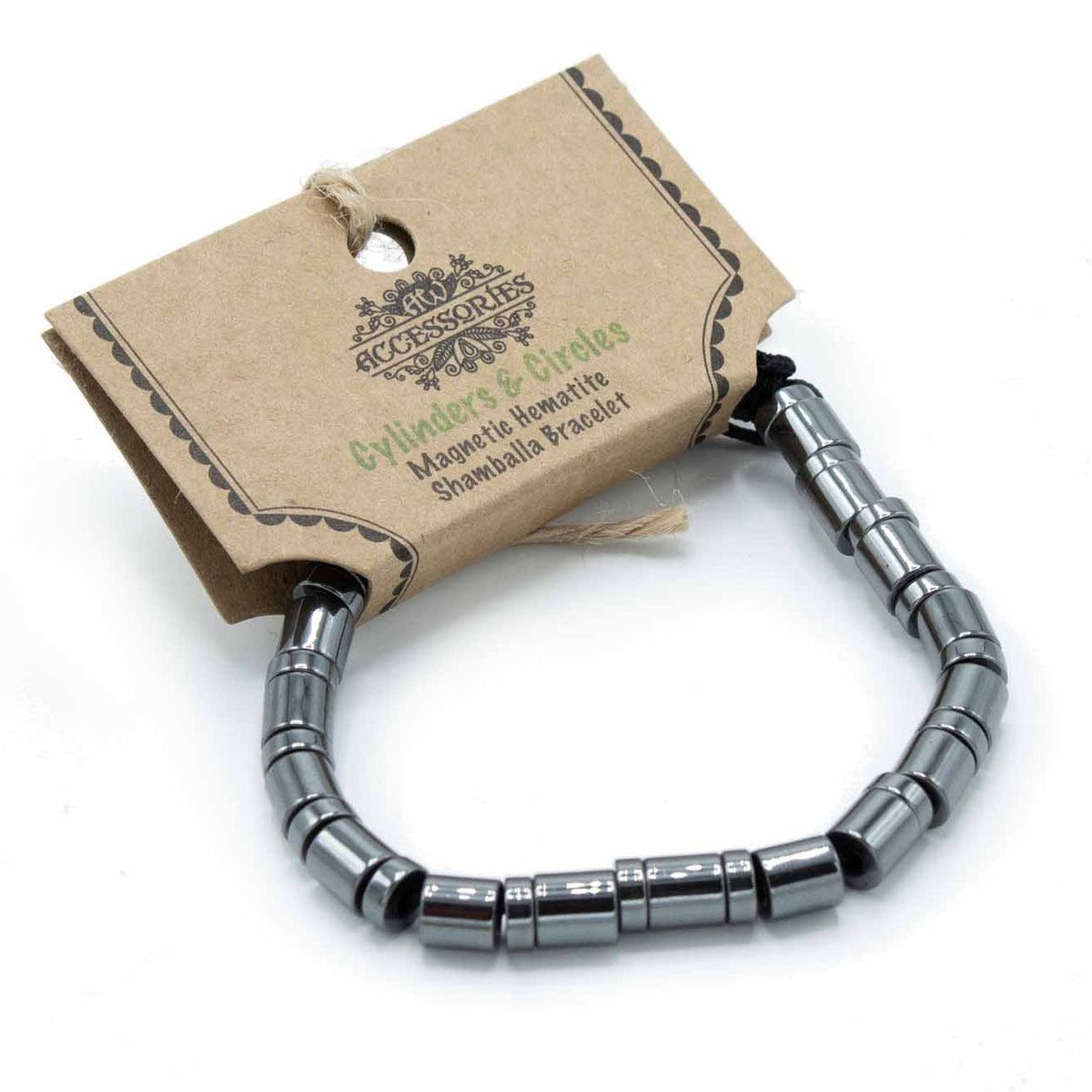 Bracciale Shamballa in Ematite Magnetica - Cilindri e Cerchi