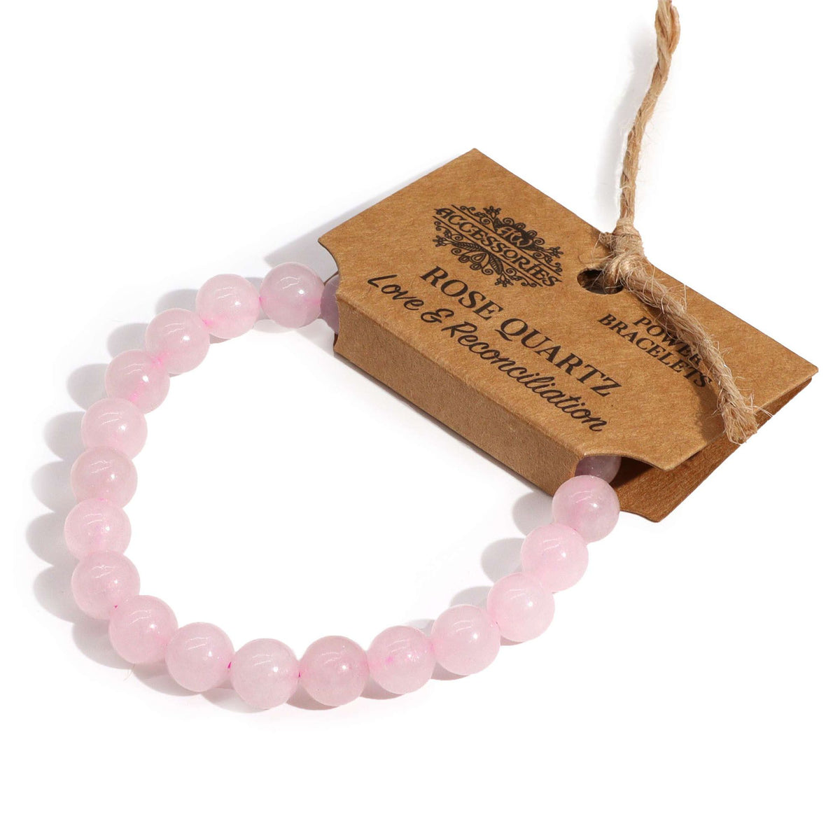 Bracciale Elastico in Quarzo Rosa - Perle da 8 mm
