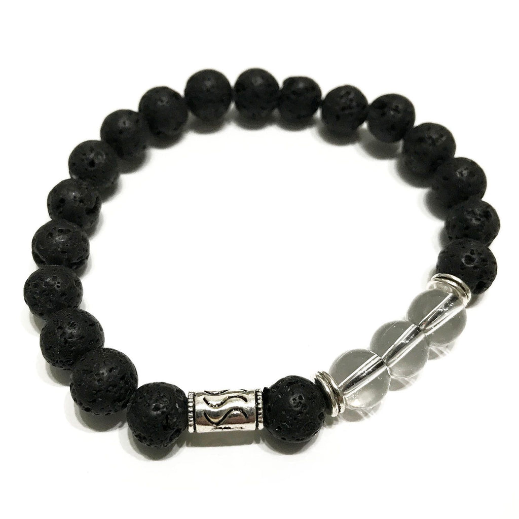 Bracciale in Pietra Lavica e Quarzo di Rocca - Stile Tribale