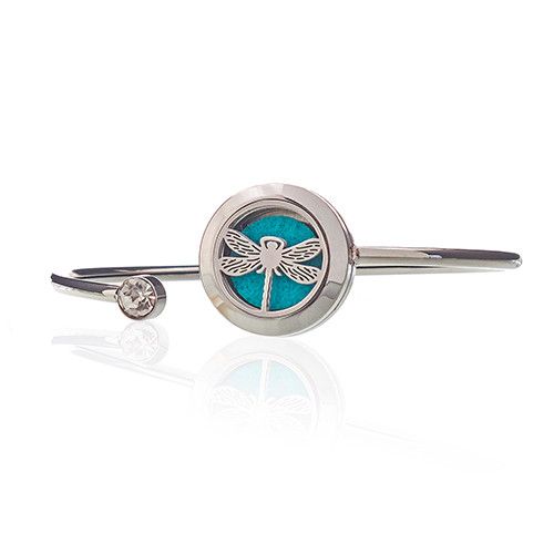 Bracciale Diffusore per Aromaterapia con Libellula e Cristallo - 20 mm