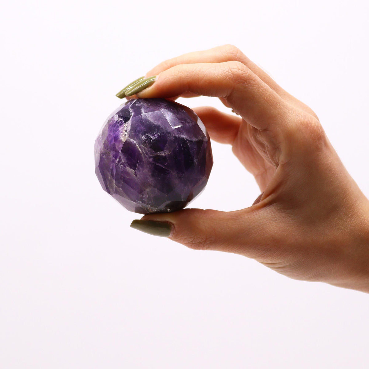 Sfera Curativa Sfaccettata in Pietra Dura con Base - Ametista