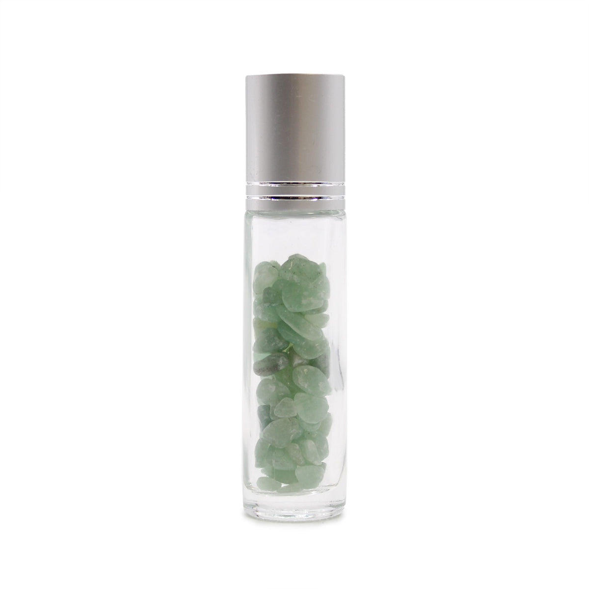 Flacone Roller per Oli Essenziali con Gemma - Avventurina - Tappo Argento + Punta Roller in Gemma per Flacone 5ml