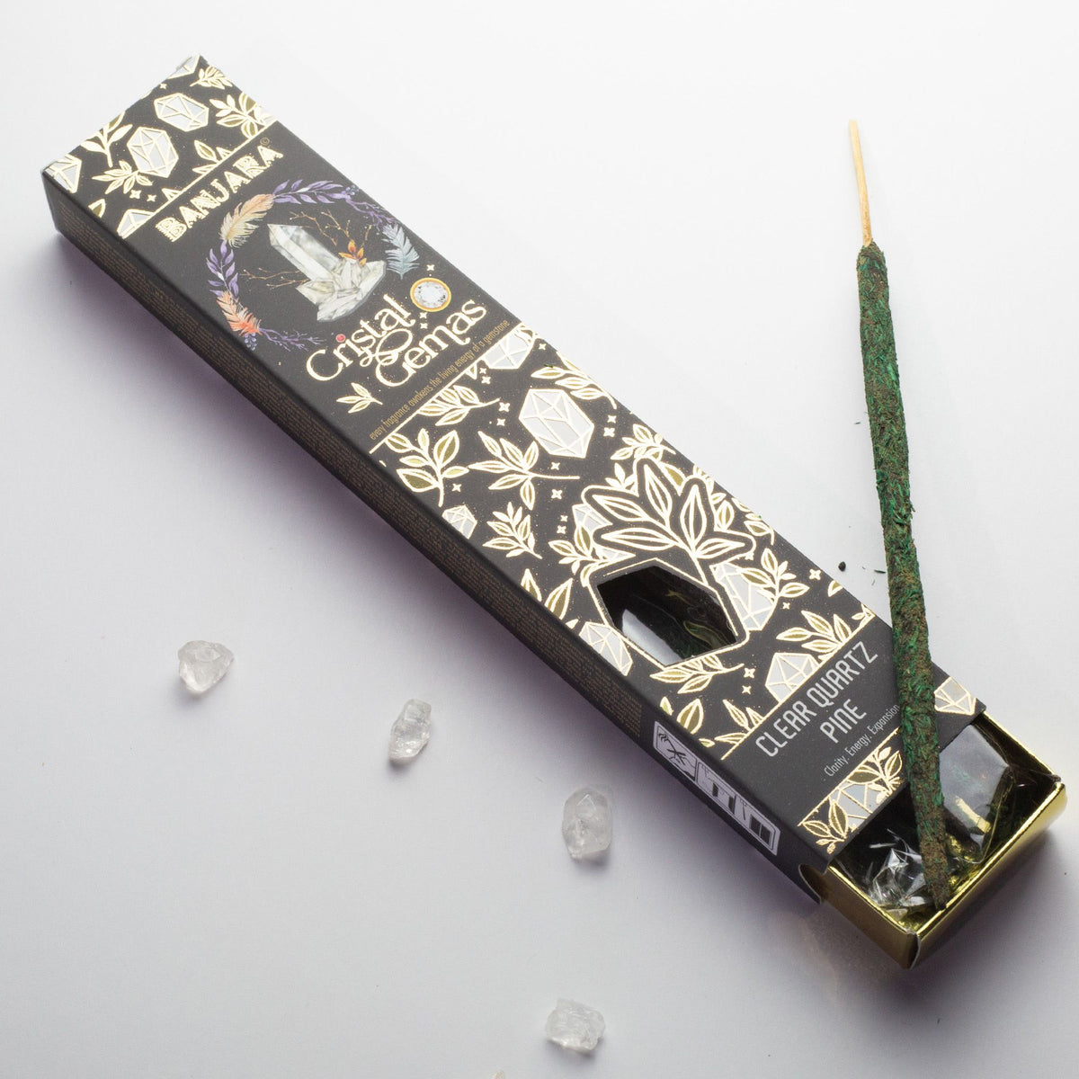 Banjara Crystal Gemas Incenso - Cristallo di Rocca & Pino