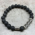 Bracciale in Pietra Lavica e Quarzo di Rocca - Stile Tribale