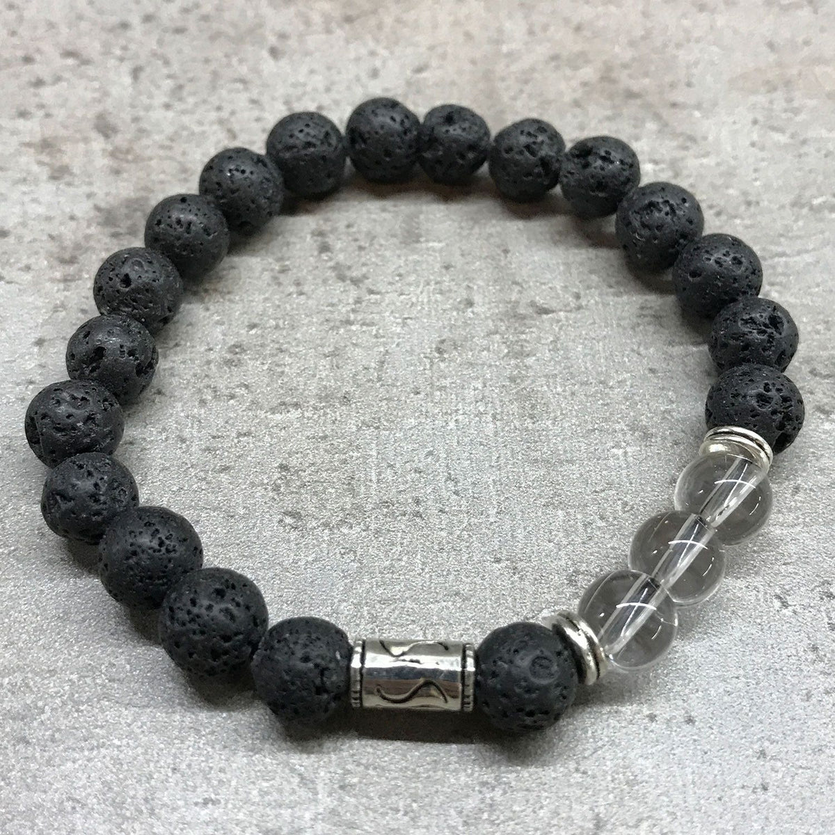 Bracciale in Pietra Lavica e Quarzo di Rocca - Stile Tribale