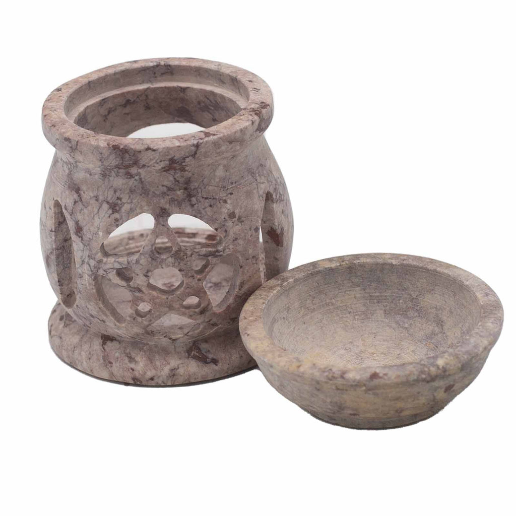 Bruciaessenze Piccolo Tre Lune in Pietra Saponaria 8 cm