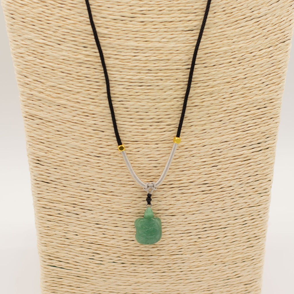 Collana con Cordino e Ciondolo in Gemma - Tartaruga di Giada