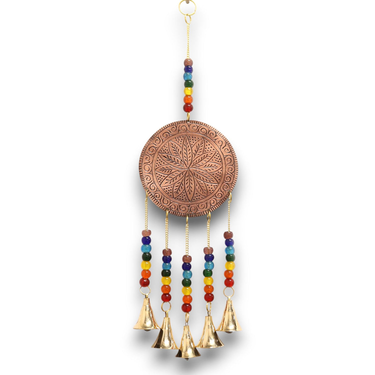 Campanelli Indiani - Albero della Vita Medio con Perle Chakra 5 Campane - 10x36cm