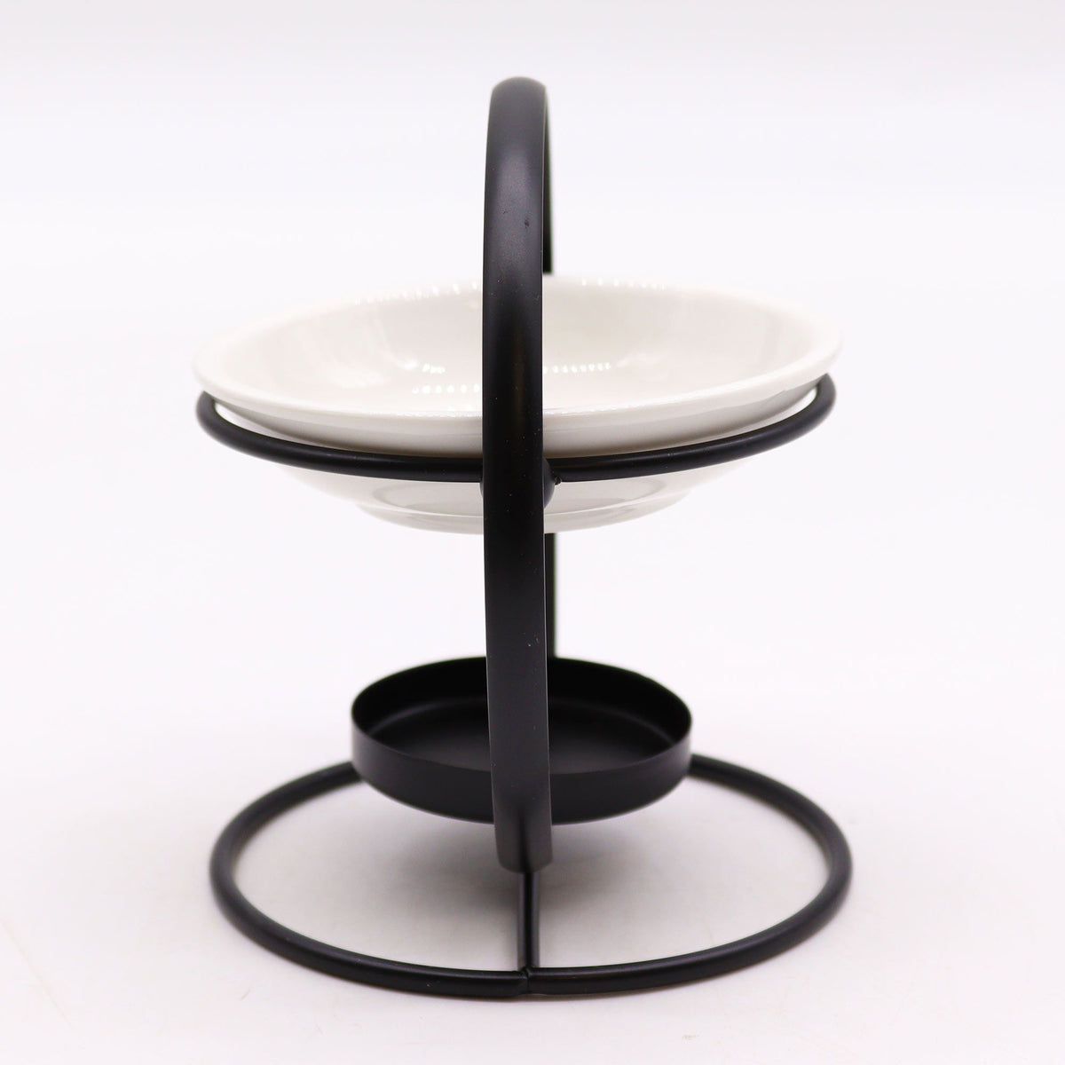Bruciaessenze in ceramica e metallo con supporto rotondo