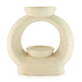 Bruciaessenze in Ceramica Zen - Ciottolo Ovale Grande - Bianco Screziato