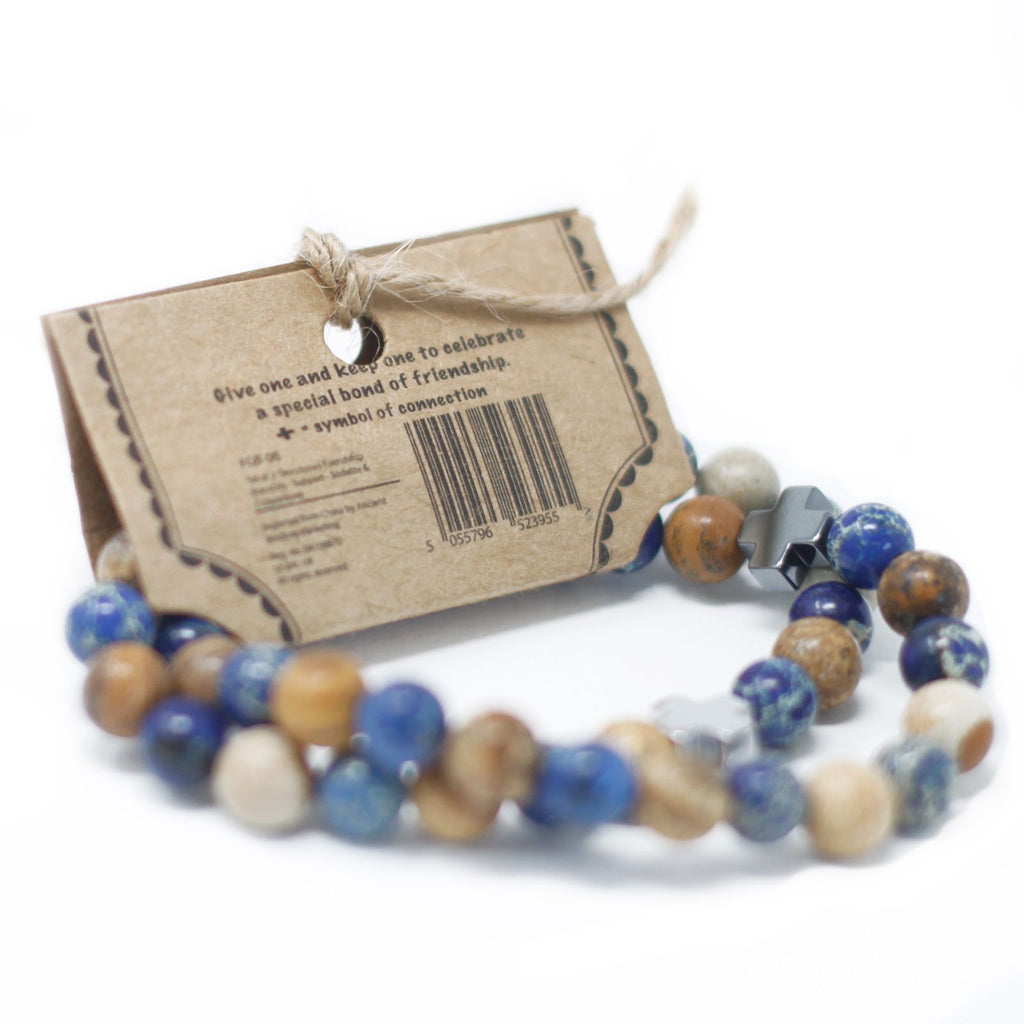 Set 2 Bracciali dell'Amicizia con Gemme - Protezione - Diaspro Dalmata & Agata Gialla