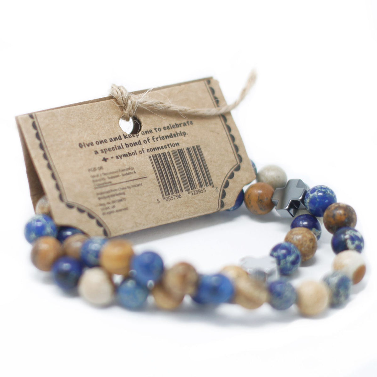 Set 2 Bracciali dell'Amicizia con Gemme - Protezione - Diaspro Dalmata & Agata Gialla