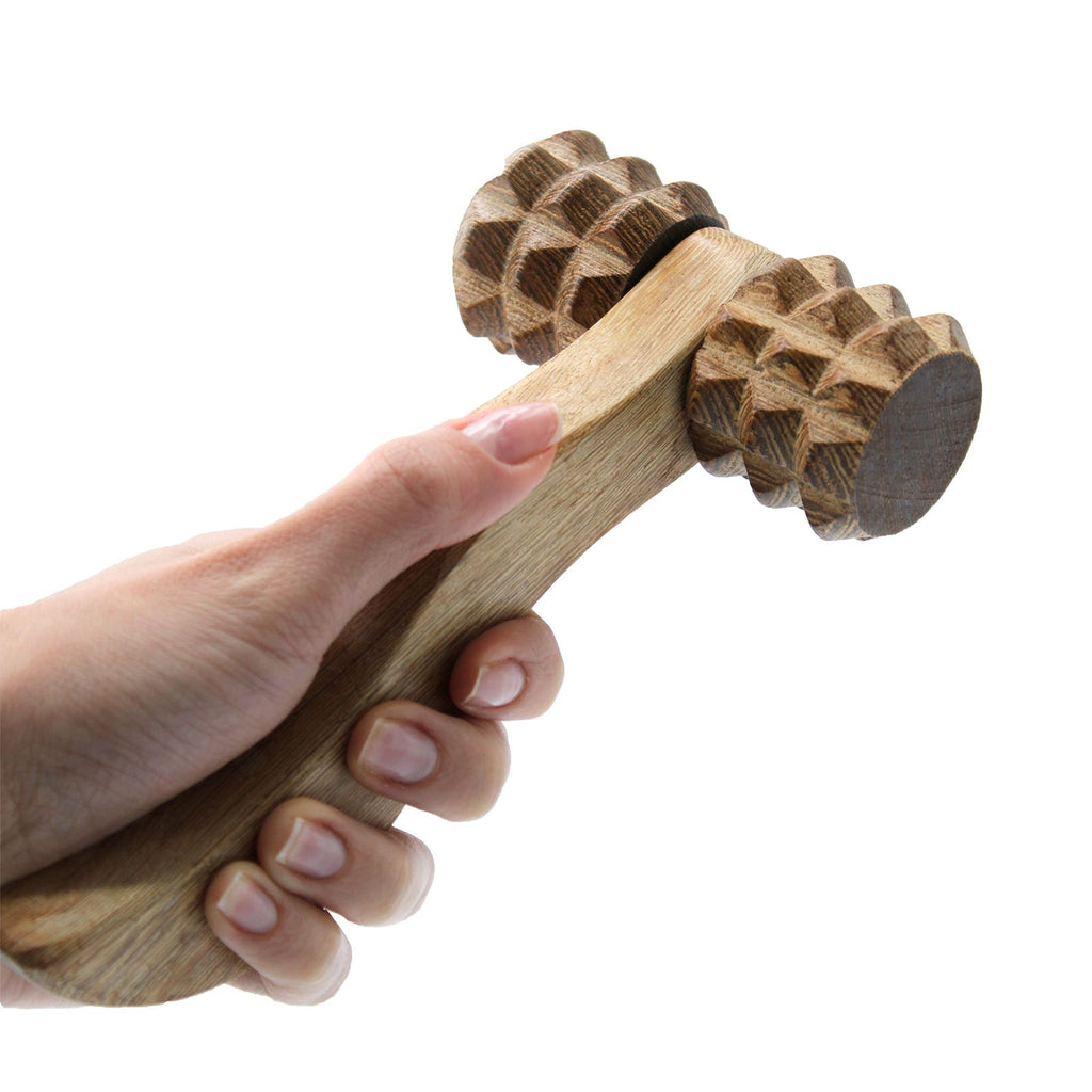 Massaggiatore manuale a rulli scanalati in legno