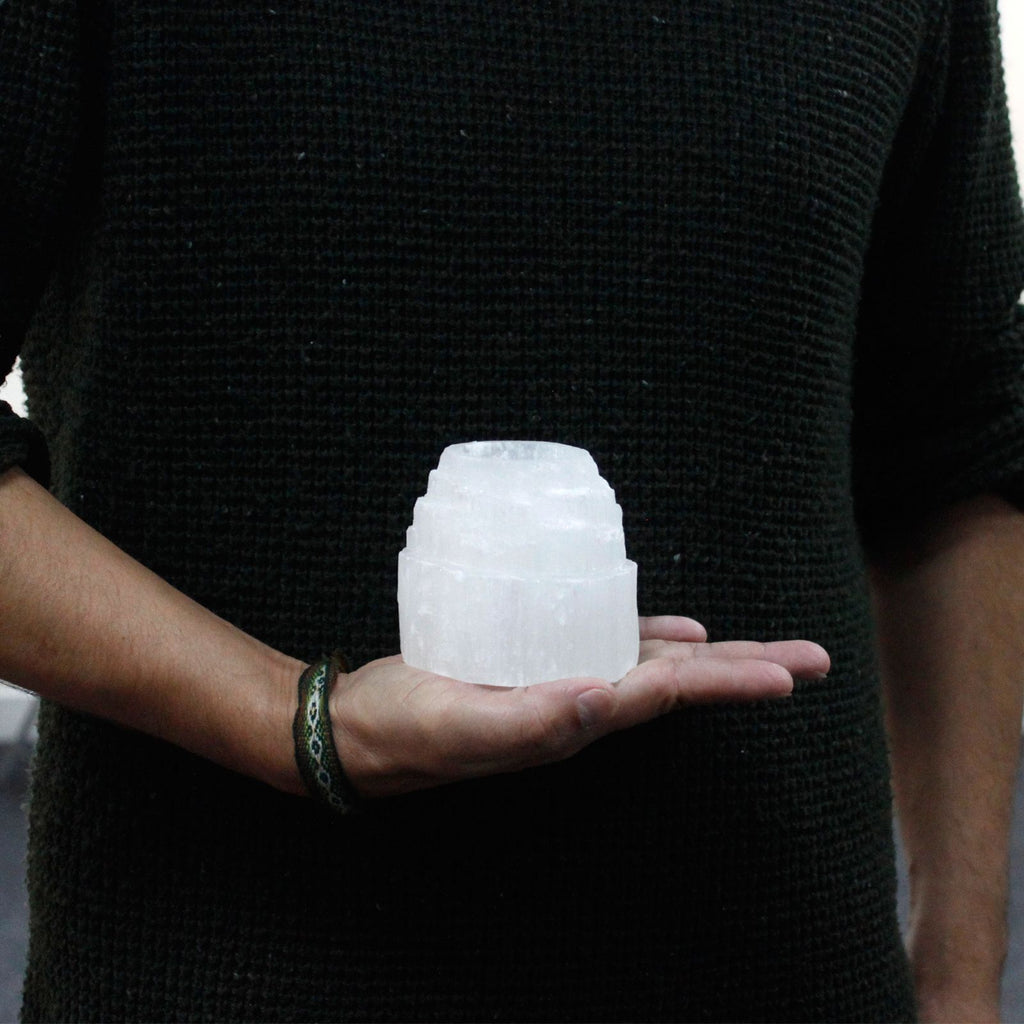 Portacandela Cima di Montagna in Selenite - 8 cm