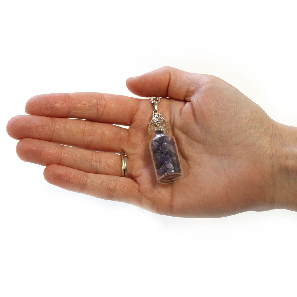 Collana con Bottiglia di Pietre Preziose - Ametista