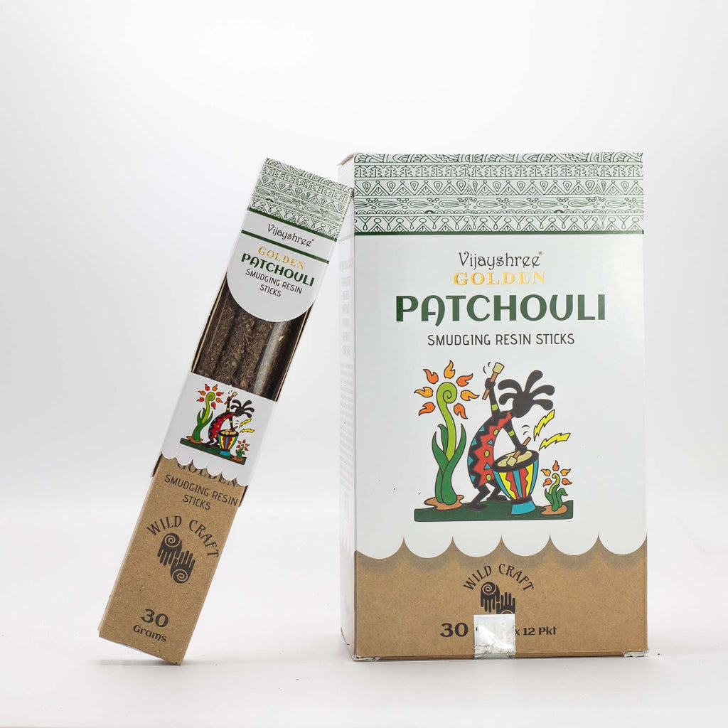 Bastoncini di resina Golden al patchouli per smudging - 30 g (6 pezzi)