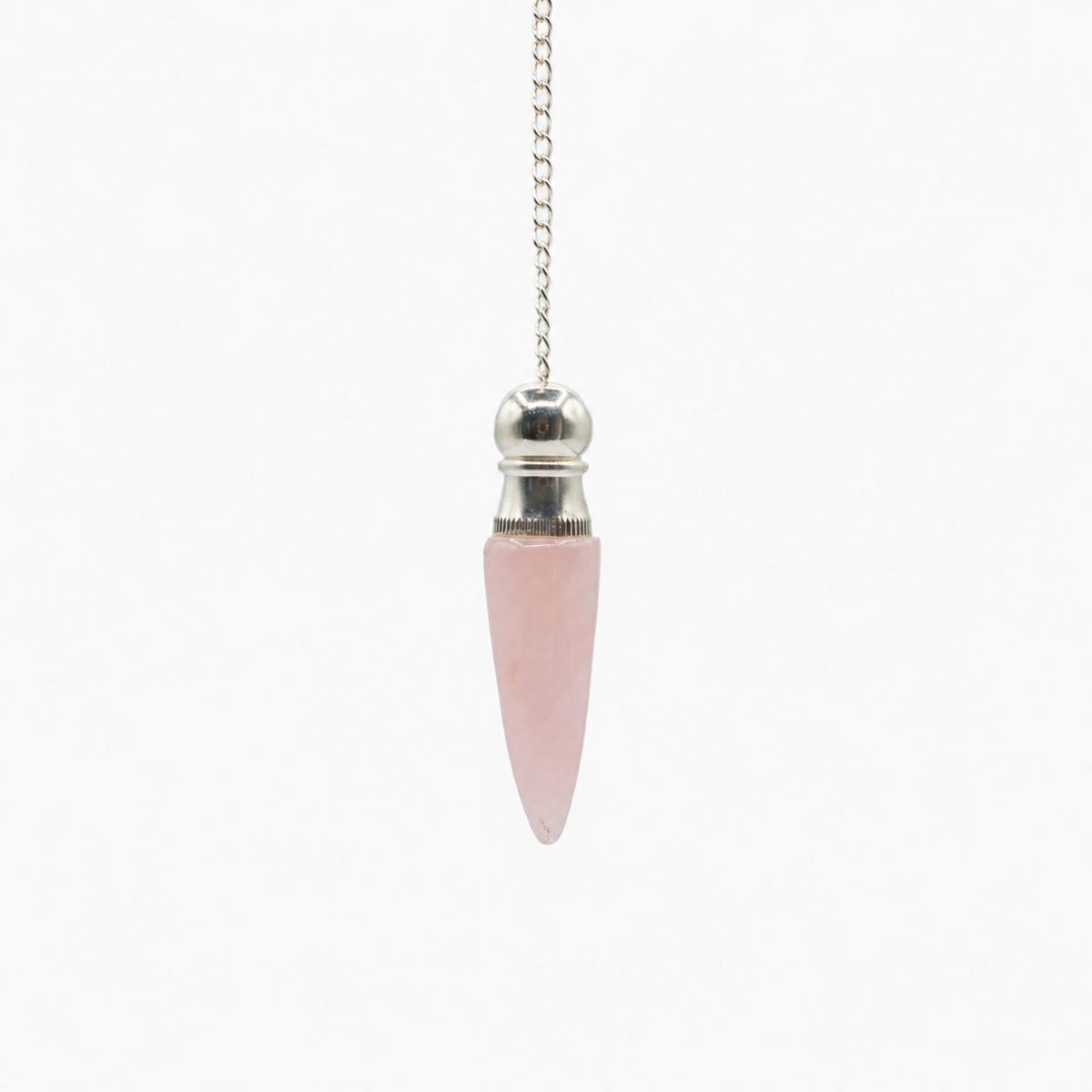 Pendolo della Scoperta della Verità con Cavità Segreta - Quarzo Rosa - Placcato Argento