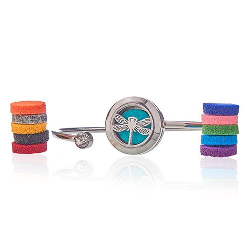 Bracciale Diffusore per Aromaterapia con Libellula e Cristallo - 20 mm