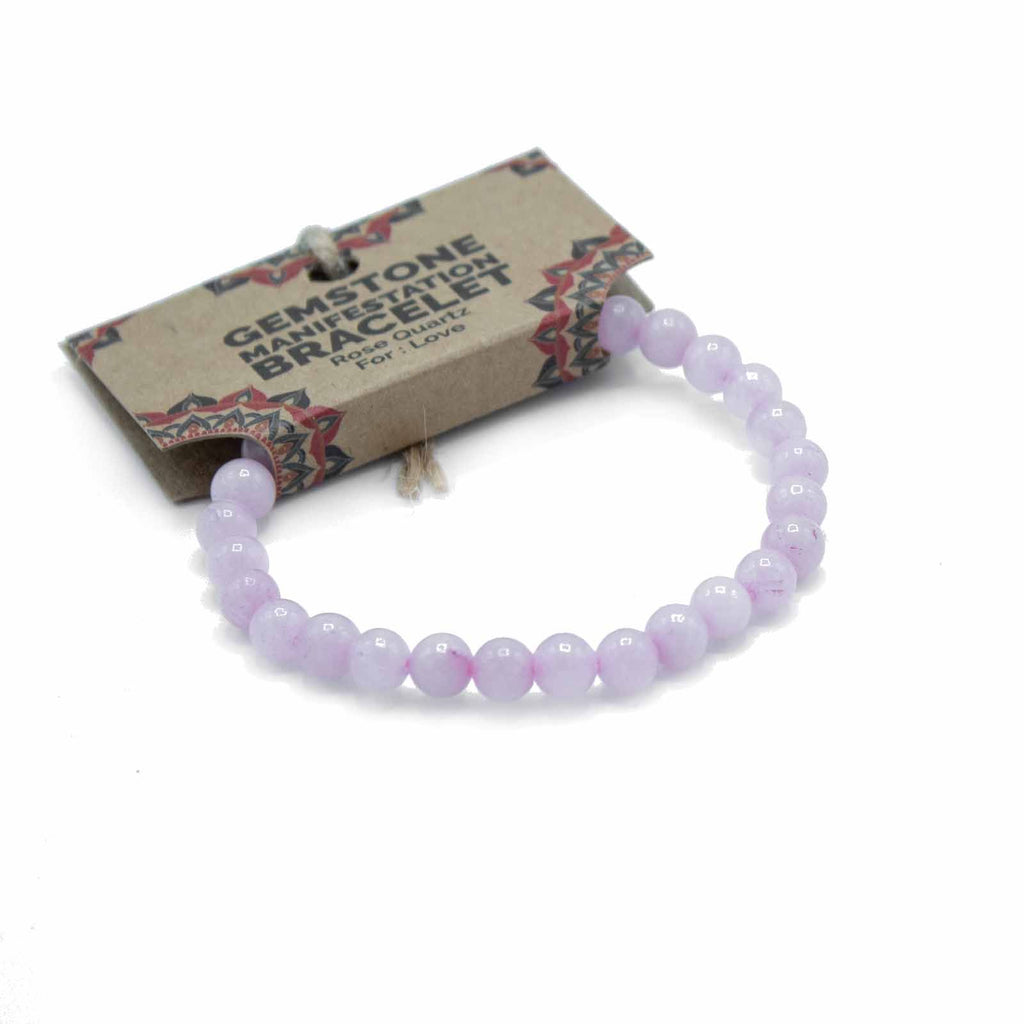 Bracciale di Manifestazione con Gemme - Quarzo Rosa - Amore