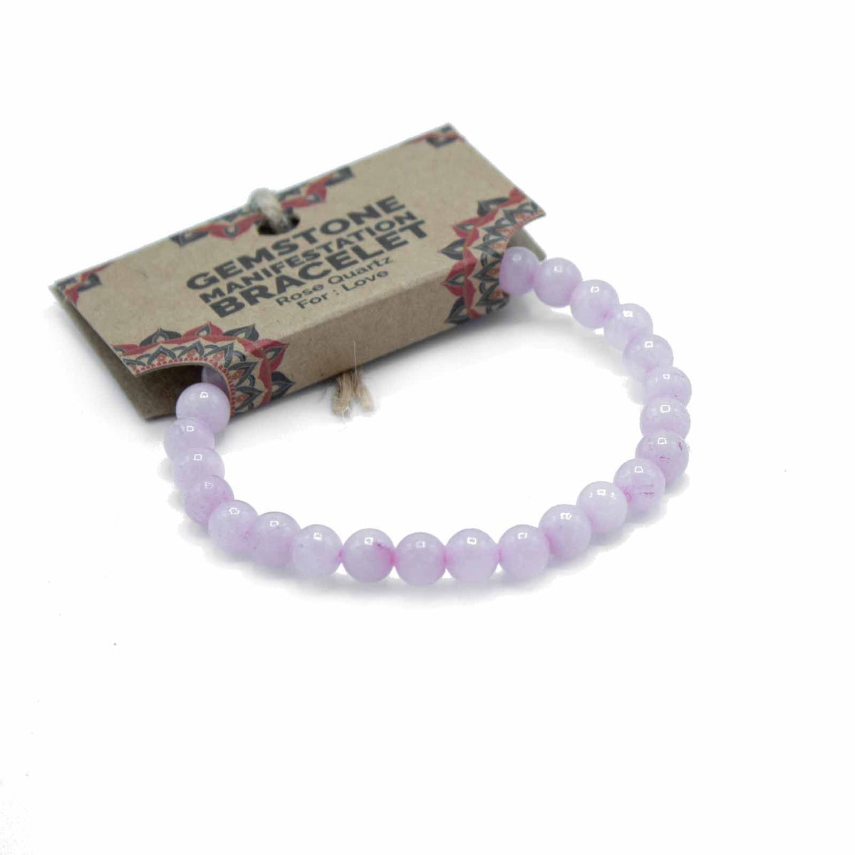 Bracciale di Manifestazione con Gemme - Quarzo Rosa - Amore