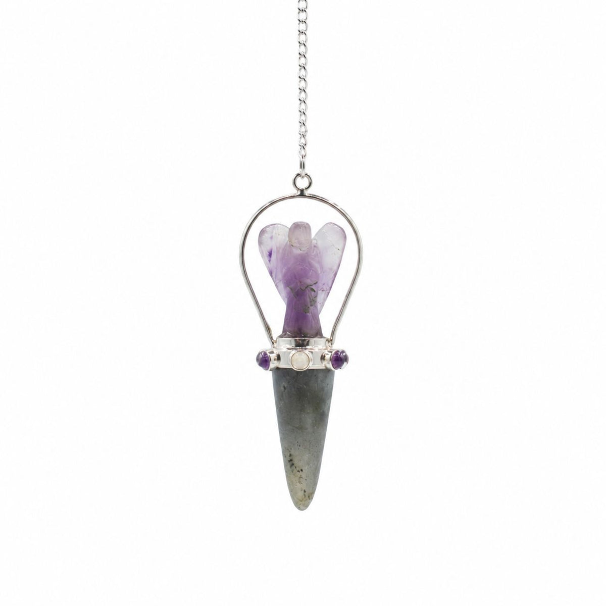 Veilwalker - Pendolo Angelo a Due Pezzi con Fascia Chakra - Labradorite e Ametista
